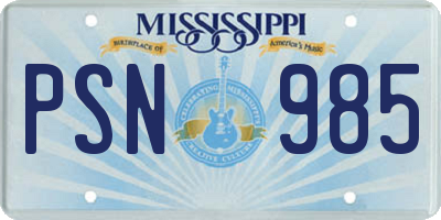 MS license plate PSN985