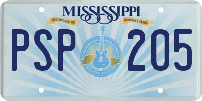 MS license plate PSP205