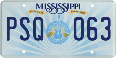 MS license plate PSQ063