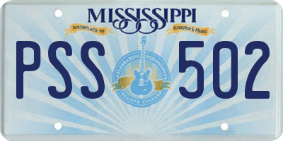 MS license plate PSS502