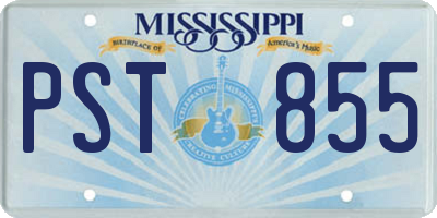 MS license plate PST855