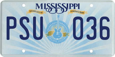 MS license plate PSU036