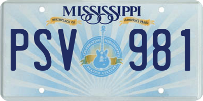MS license plate PSV981