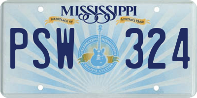 MS license plate PSW324