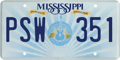 MS license plate PSW351