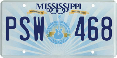 MS license plate PSW468