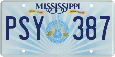 MS license plate PSY387
