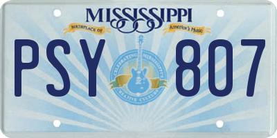 MS license plate PSY807