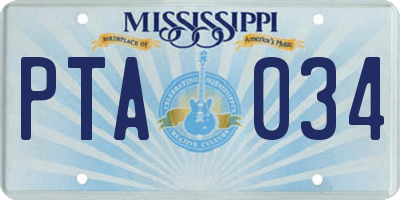 MS license plate PTA034