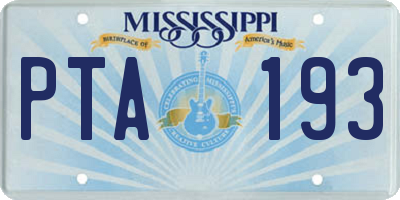 MS license plate PTA193