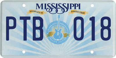 MS license plate PTB018