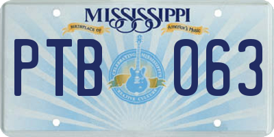 MS license plate PTB063
