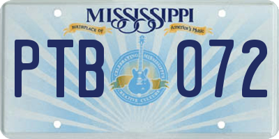 MS license plate PTB072