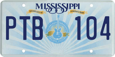MS license plate PTB104