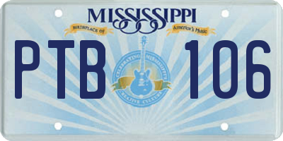 MS license plate PTB106