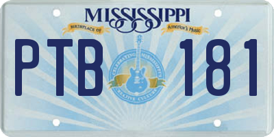 MS license plate PTB181