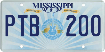 MS license plate PTB200
