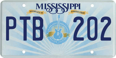 MS license plate PTB202