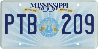 MS license plate PTB209