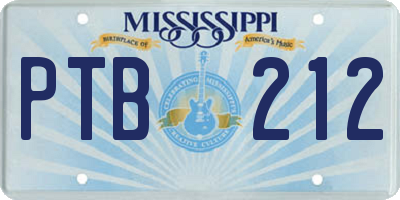 MS license plate PTB212