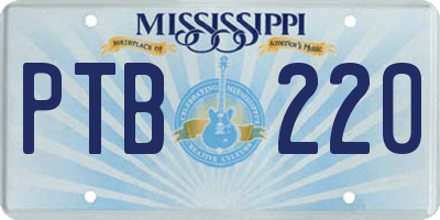 MS license plate PTB220