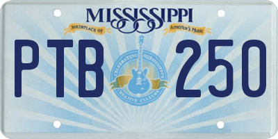 MS license plate PTB250