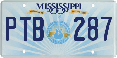 MS license plate PTB287