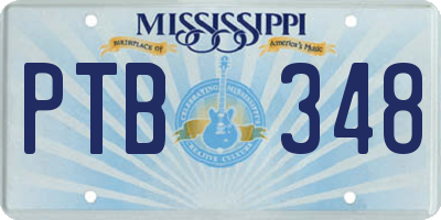 MS license plate PTB348