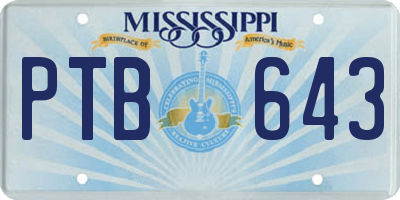 MS license plate PTB643