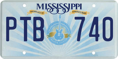 MS license plate PTB740
