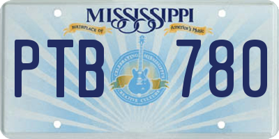 MS license plate PTB780