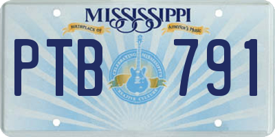 MS license plate PTB791
