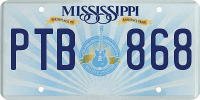 MS license plate PTB868