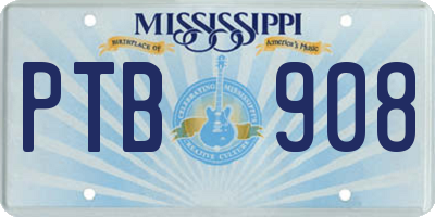 MS license plate PTB908