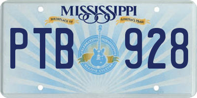 MS license plate PTB928