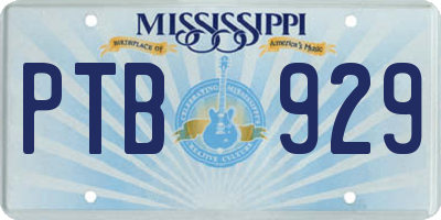 MS license plate PTB929