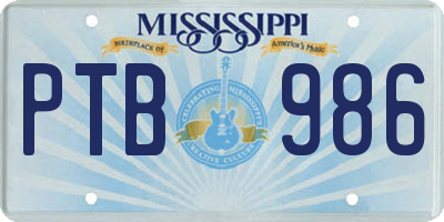 MS license plate PTB986