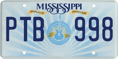 MS license plate PTB998