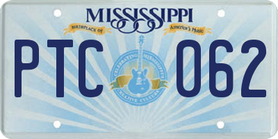 MS license plate PTC062