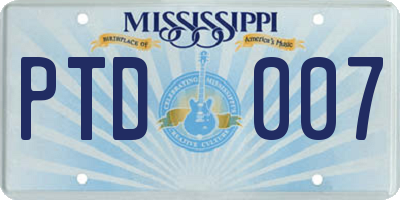 MS license plate PTD007