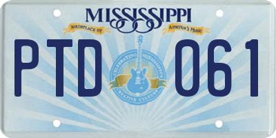 MS license plate PTD061