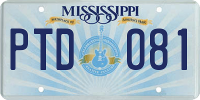 MS license plate PTD081