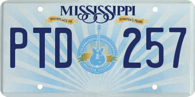 MS license plate PTD257