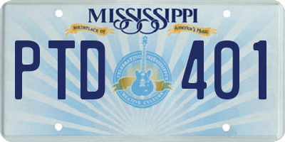 MS license plate PTD401
