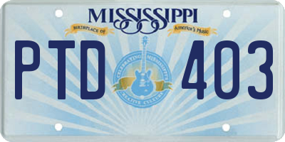 MS license plate PTD403