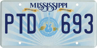 MS license plate PTD693