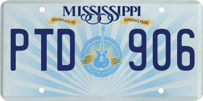 MS license plate PTD906