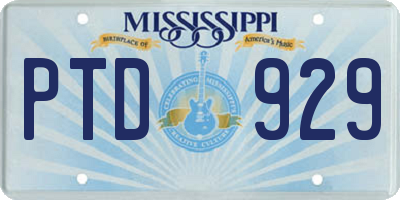 MS license plate PTD929