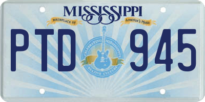 MS license plate PTD945