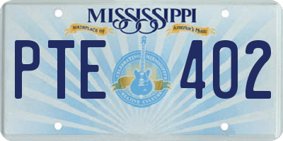 MS license plate PTE402